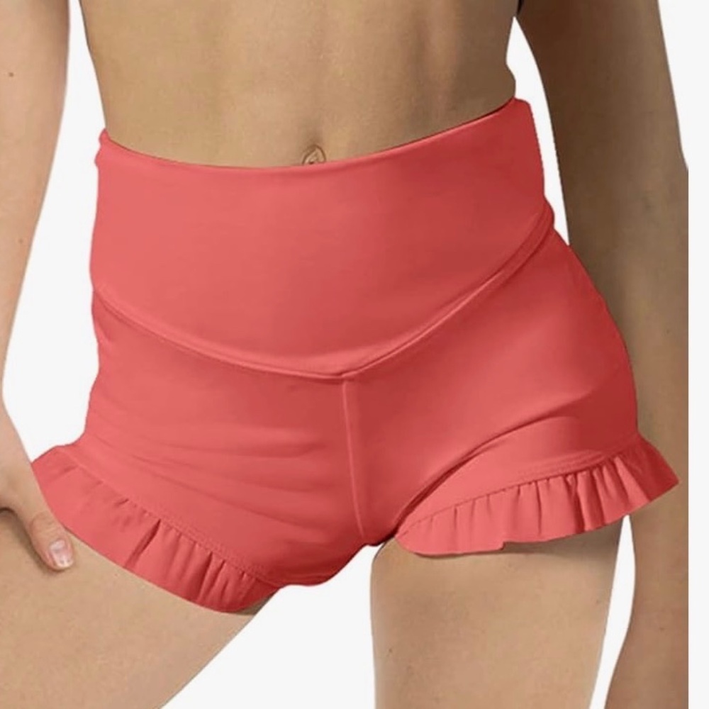 Amazon coral ruffle shorts CS